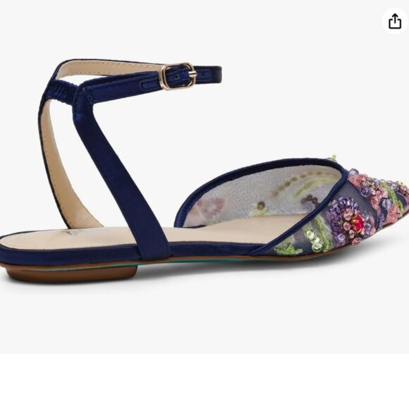 Betsey Johnson Blue Floral Embellished Flats - Picture 6 of 12